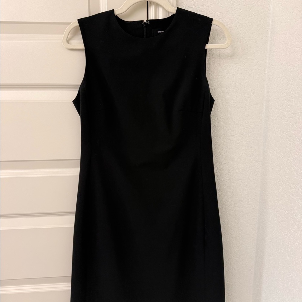 Theory Black Sleeveless Midi Sheath Dress